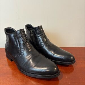 New Robert Graham Black Leather Skull Embossed Boots Size 11M